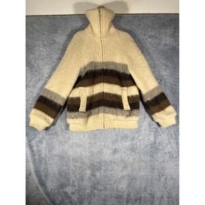 Alafoss Icewool‎ Iceland Pure Virgin Wool Zip Up Striped Sweater Jacket Mens M